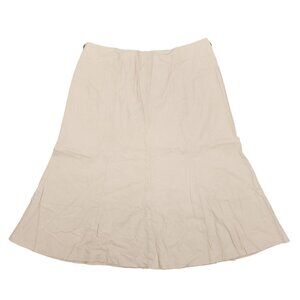 Women's RQT Linen Rayon Blend Beige Long Skirt 16 Plus Size Flowy Full Seams